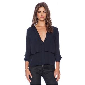Theory Black/Navy Gentalla Double Georgette Blouse